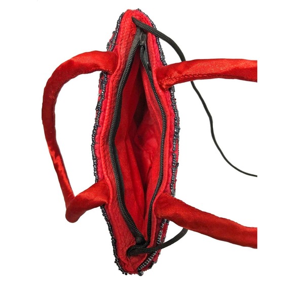 BOHO Handmade Crossbody Bag Red Velvet Handbag with Beadwork NNT - Picture 5 of 6